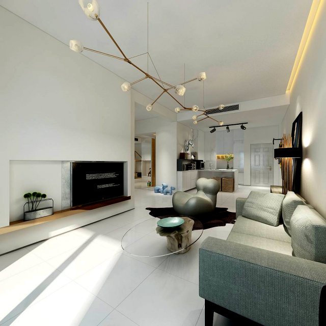 stylish avant-garde living room design 180 3D Model .c4d .max .obj .3ds .fbx .stl .blend 