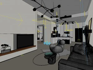 stylish avant-garde living room design 180 3D Model