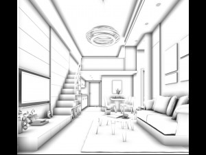 stylish avant-garde living room design 183 Model 3D