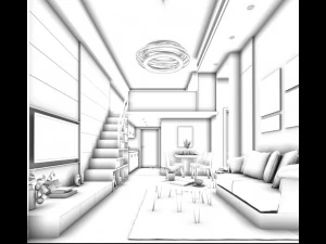 stylish avant-garde living room design 183 3D Model