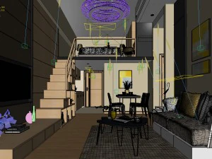 stylish avant-garde living room design 183 3D Model