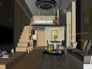 stylish avant-garde living room design 183 Model 3D