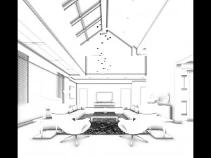 stylish avant-garde living room design 184 3D Model