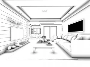 stylish avant-garde living room design 185 3D Model