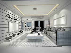 stylish avant-garde living room design 185 3D Model