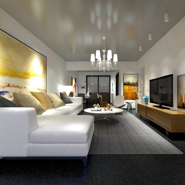 stylish avant-garde living room design 186 Model 3D .c4d .max .obj .3ds .fbx .stl .blend 
