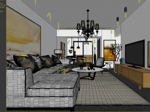 stylish avant-garde living room design 186 Model 3D