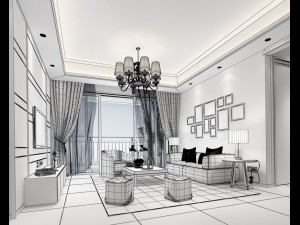 stylish avant-garde living room design 188 3D मॉडल