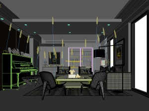 stylish avant-garde living room design 189 Modello 3D