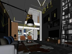 stylish avant-garde living room design 191 3D Model