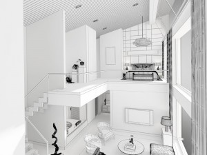 stylish avant-garde living room design 194 Modello 3D