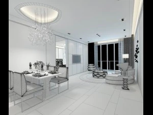stylish avant-garde living room design 195 3D Model