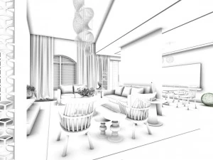stylish avant-garde living room design 199 3D Model