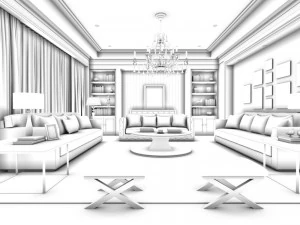 stylish avant-garde living room design 202 3D Model