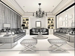 stylish avant-garde living room design 202 3D Model