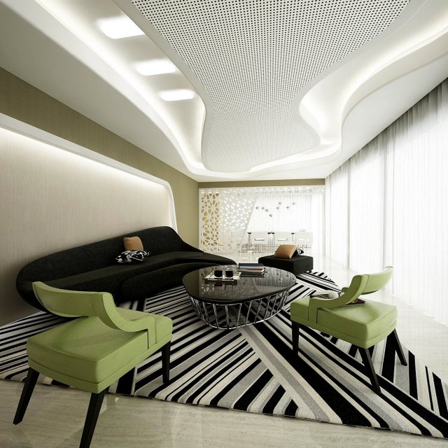 stylish avant-garde living room design 204 Modèle 3D .c4d .max .obj .3ds .fbx .stl .blend 