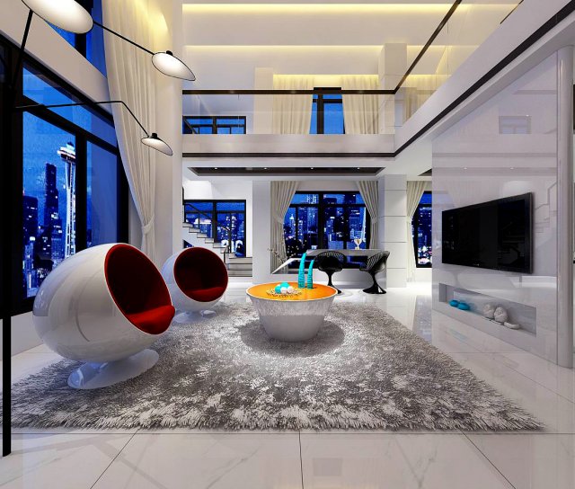 stylish avant-garde living room design 205 Modelo 3D .c4d .max .obj .3ds .fbx .stl .blend 