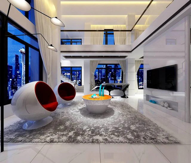 stylish avant-garde living room design 205 3D Model .c4d .max .obj .3ds .fbx .stl .blend
