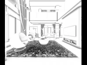 stylish avant-garde living room design 205 3D Model