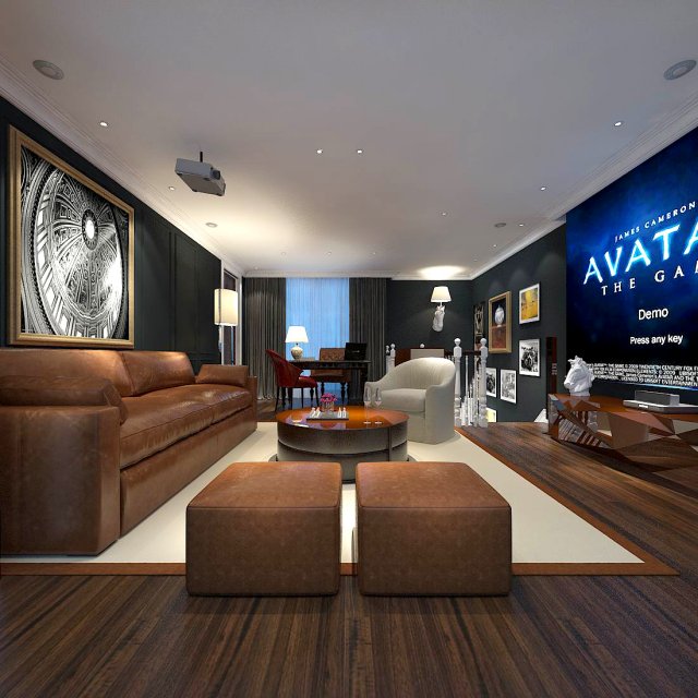stylish avant-garde living room design 208 3D Model .c4d .max .obj .3ds .fbx .stl .blend 