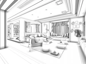 stylish avant-garde living room design 209 3D Model