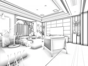 stylish avant-garde living room design 209 3D Model