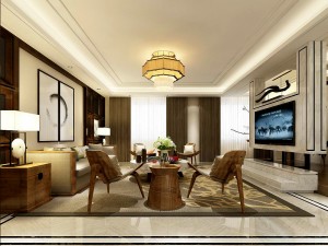 stylish chinese living room design 01 Modèle 3D