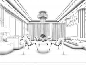 stylish chinese living room design 01 3D Модель