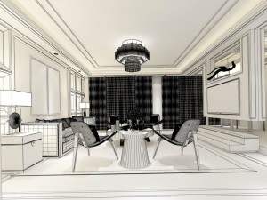 stylish chinese living room design 01 3D Модель