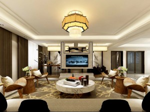 stylish chinese living room design 01 3D Модель