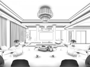 stylish chinese living room design 01 3D Модель