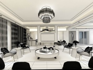 stylish chinese living room design 01 3D Модель