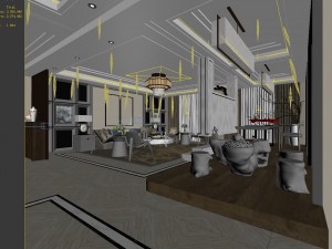 stylish chinese living room design 01 3D Модель