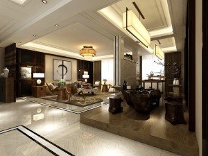 stylish chinese living room design 01 3D Модель