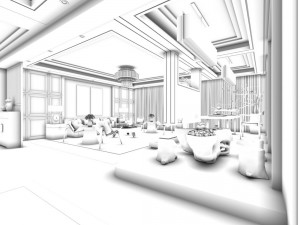 stylish chinese living room design 01 3D Модель