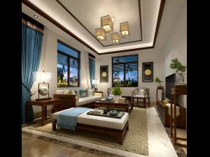 세련된 중국식 거실 디자인 02 3D 모델