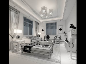 stylish chinese living room design 02 Modèle 3D