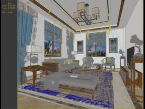 stylish chinese living room design 02 3D Model