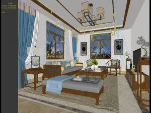 stylish chinese living room design 02 3D Model