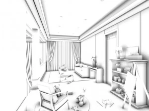 stylish family living room design 01 3D Model