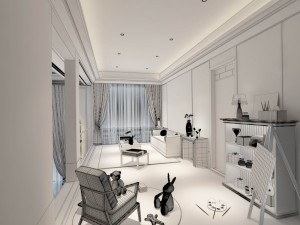 stylish family living room design 01 Model 3D