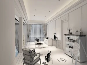 stylish family living room design 01 3D Model