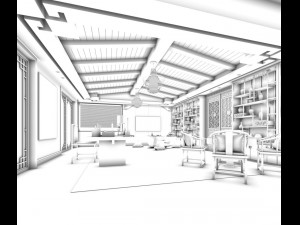 stylish family living room design 02 3D Model