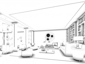 stylish family living room design 03 Modello 3D