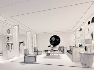 stylish family living room design 03 Modello 3D