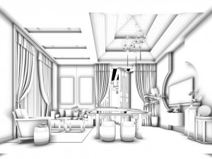 stylish family living room design 04 3D 모델