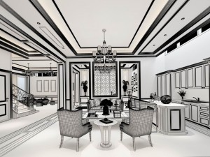 stylish family living room design 05 3Dモデル