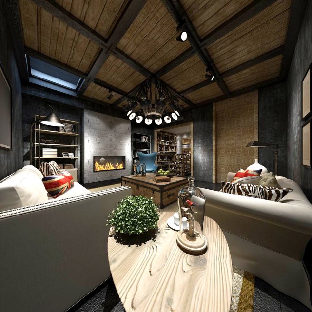 stylish family living room design 07 3D Model .c4d .max .obj .3ds .fbx .stl .blend 