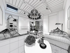 stylish family living room design 07 3D Model