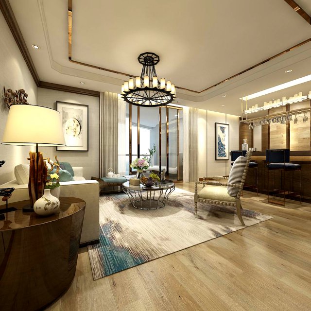 stylish family living room design 08 3D Model .c4d .max .obj .3ds .fbx .stl .blend